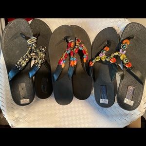 3 pair of beach sandals size 9